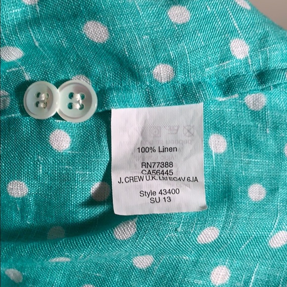 J.Crew Polka Dot Button-up Shirt, 100% Linen - SOLD - Picture 8 of 9